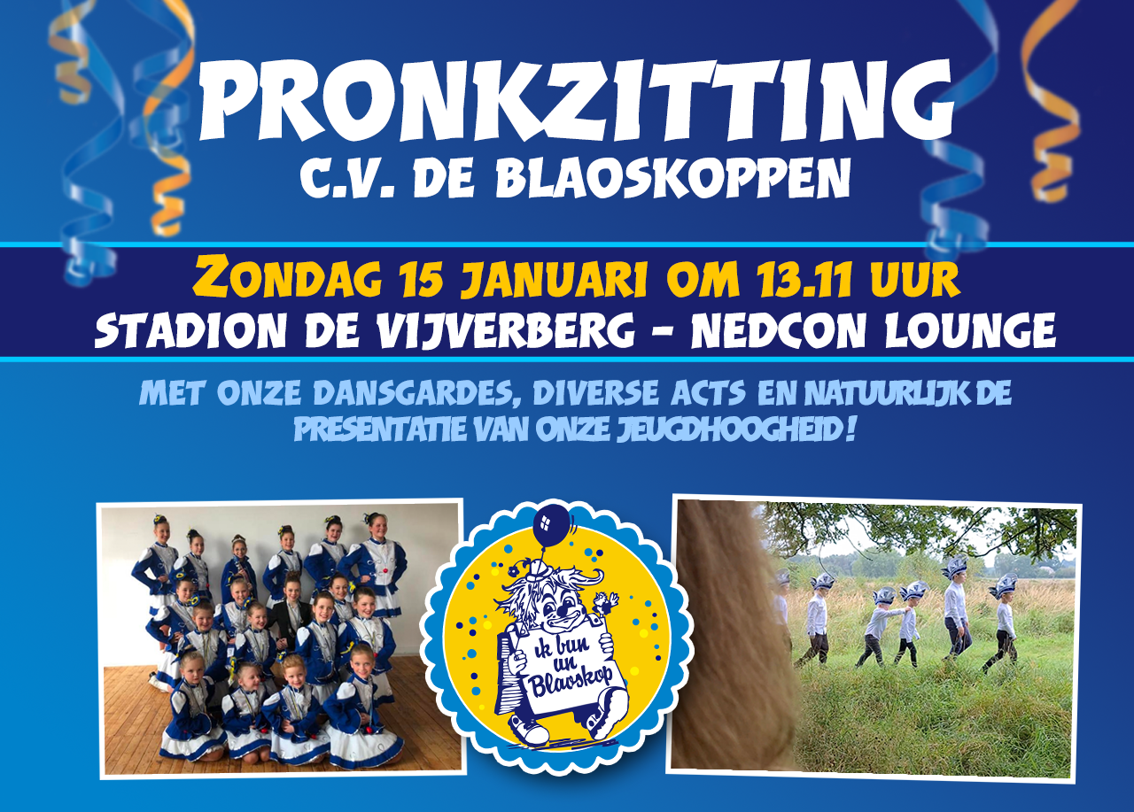 Pronkzitting Blaoskoppen op zondag 15 januari.